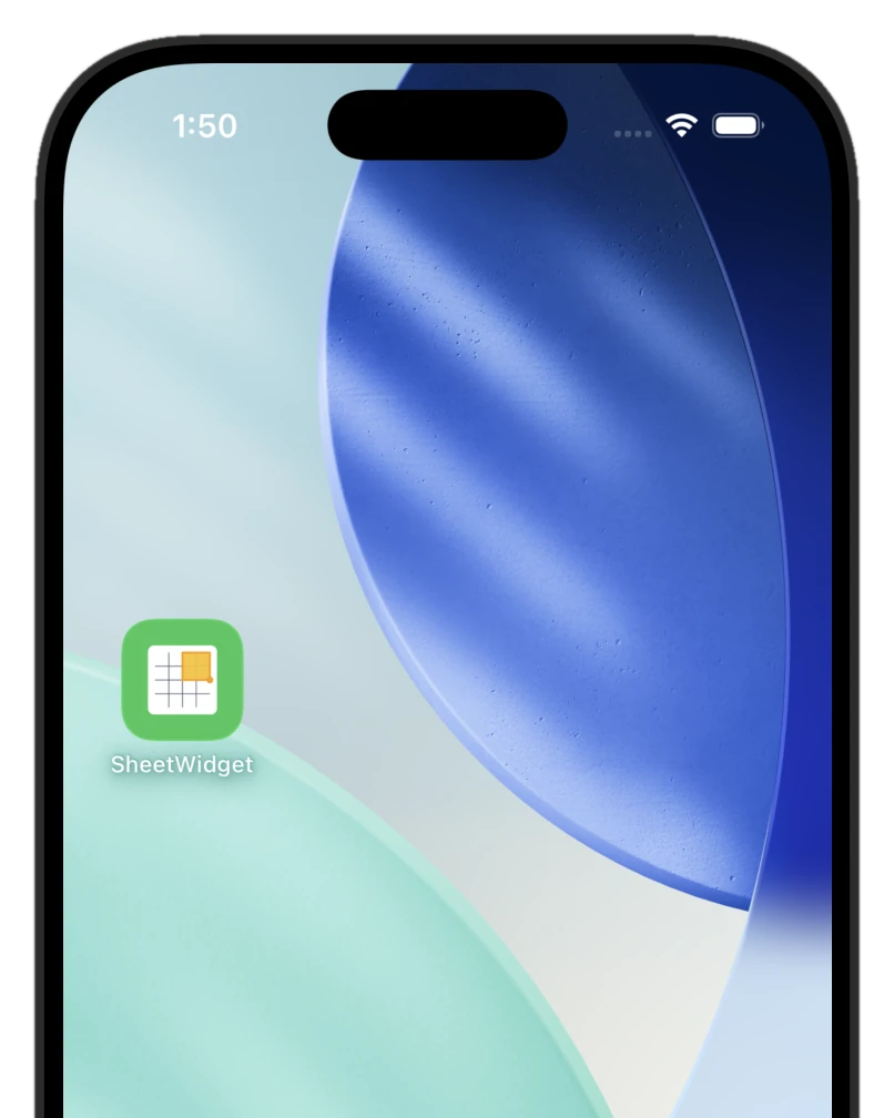 Google Sheets widgets on an iPhone Home Screen